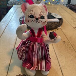 Annalee valentine Plush in Pink Striped Dress